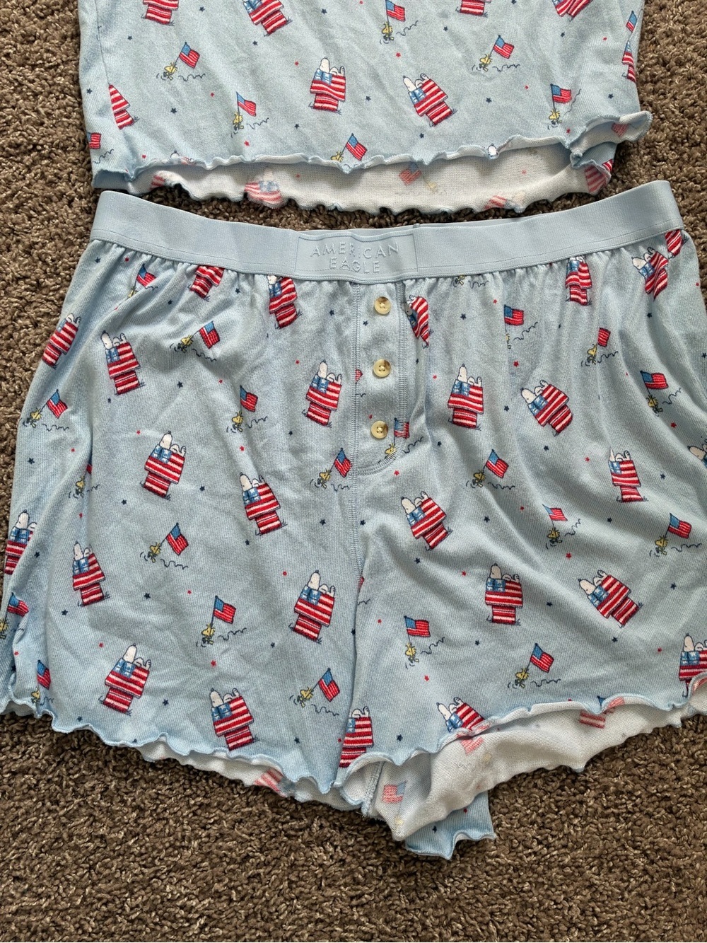American Eagle Americana Peanuts Plush Lounge Set Size XL - Picture 4 of 8